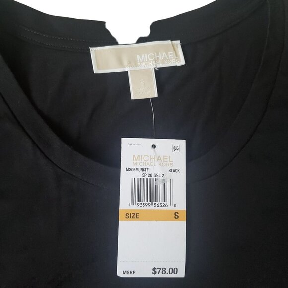 Michael kors blouse womens size small black color Flare sleeve Studded roundneck - Picture 6 of 14